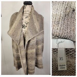 Joie Open Cardigan XS Metallic Knit Collared Wool Lagenlook Coastal Womens